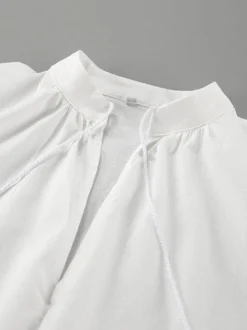 Ensemble chemise oversize en lin rose pastel bleu et blanc taille élastique et short à volants