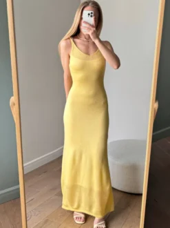 Ensemble coordonné 3 pièces en maille : robe maxi cardigan long et robe nuisette pour femme (collection 2026)