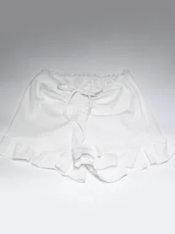 Ensemble Coquette 2 pièces à bordure en dentelle blanche pour femme - Débardeur short - Tenue décontractée d'été pour la plage 2026