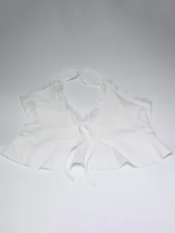 Ensemble Coquette 2 pièces à bordure en dentelle blanche pour femme - Débardeur short - Tenue décontractée d'été pour la plage 2026