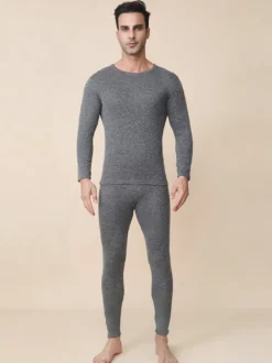 Ensemble de sous-vêtements thermiques pour homme en cachemire et soie de mûrier doux pour la peau respirants et isolants.