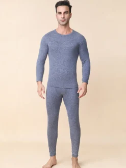 Ensemble de sous-vêtements thermiques pour homme en cachemire et soie de mûrier doux pour la peau respirants et isolants.