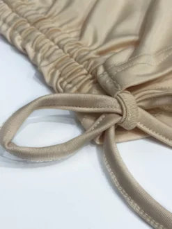Ensemble deux pièces abricot décontracté quotidien : haut à manches courtes et col rond lacé pantalon