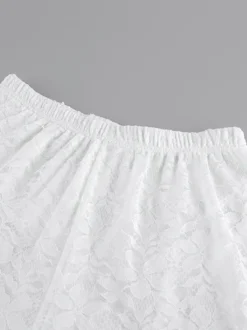 Ensemble deux pièces blanc chic décontracté au quotidien bretelles en dentelle pantalon sans manches