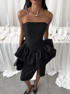 Ensemble élégant 2 pièces pour femme - Top tube péplum vintage et jupe midi fendue sur le côté - Tenue chic pour les fêtes d'été 2026