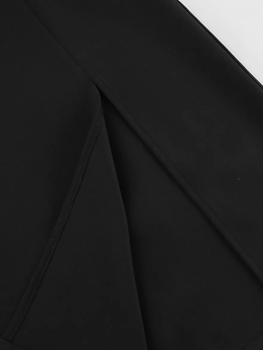 Ensemble élégant 2 pièces pour femme - Top tube péplum vintage et jupe midi fendue sur le côté - Tenue chic pour les fêtes d'été 2026