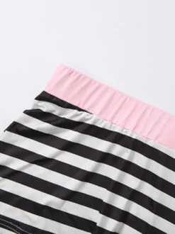 Ensemble 2 pièces assorti : polo court à demi-zip rayé et short taille haute