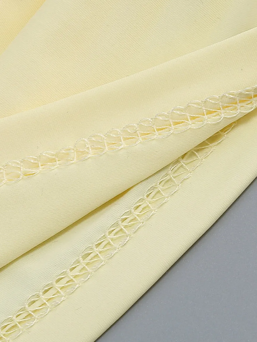 Ensembles deux pièces jupe et mini-robes jaunes décontractées à col bénitier sans manches