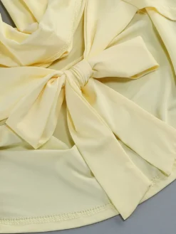 Ensembles deux pièces jupe et mini-robes jaunes décontractées à col bénitier sans manches