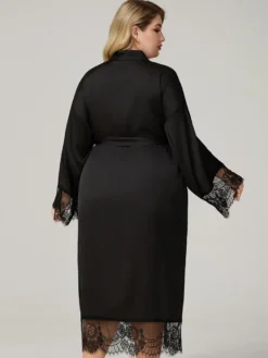 Ensemble sexy en mousseline à manches longues et col en V pour la maison