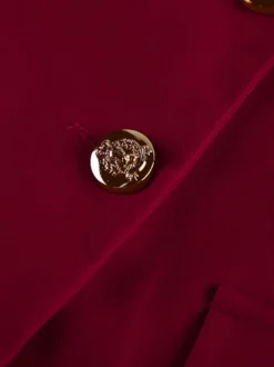 Ensemble tailleur-pantalon élégant pour femme - Pantalon large rouge bordeaux à revers cranté et boutons dorés - Idéal pour les soirées d'affaires du printemps 2026