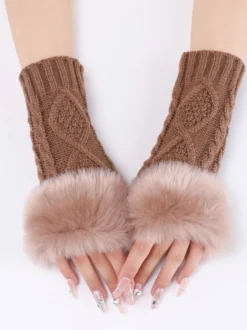 Gants Pour Femmes Mitaines Tricotés Chauds D'hiver Sans Doigts