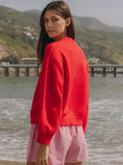 Gilet cardigan en maille à épaules tombantes et manches longues pour femme 2026