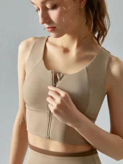 Haut De Tennis Pour Femme Col Rond À Zip Top Nylon Sans Manches Vêtements De Sport
