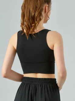 Haut De Tennis Pour Femme Col Rond À Zip Top Nylon Sans Manches Vêtements De Sport