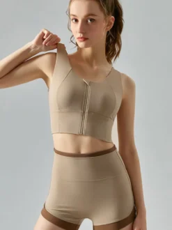 Haut De Tennis Pour Femme Col Rond À Zip Top Nylon Sans Manches Vêtements De Sport