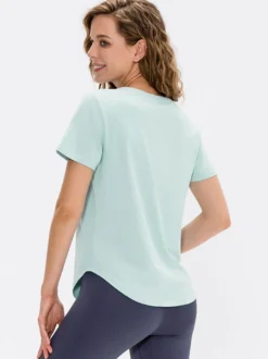 Haut De Tennis Pour Femme Col Rond Top Nylon Manches Courtes Vêtements De Sport