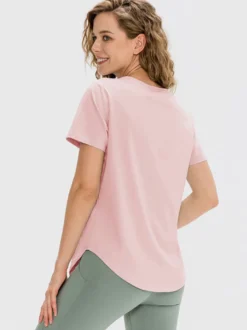 Haut De Tennis Pour Femme Col Rond Top Nylon Manches Courtes Vêtements De Sport