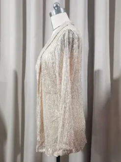 Hauts de soirée tendance col rabattu sequins manches longues blazers cardigans