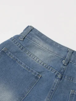 Jean large à nœud papillon pour femme - Bleu moyen style Y2K taille haute coupe baggy - Collection streetwear printemps 2026