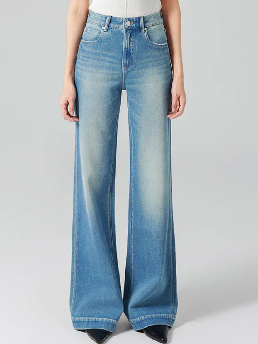 Jeans pour femmes bas modernes jeans élégants taille haute en denim