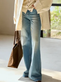 Jeans pour femmes bas modernes jeans élégants taille haute en denim