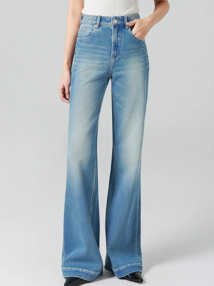 Jeans pour femmes bas modernes jeans élégants taille haute en denim