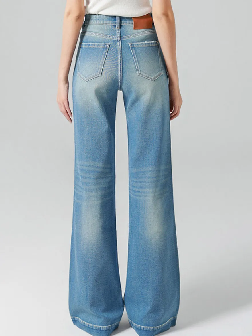 Jeans pour femmes bas modernes jeans élégants taille haute en denim