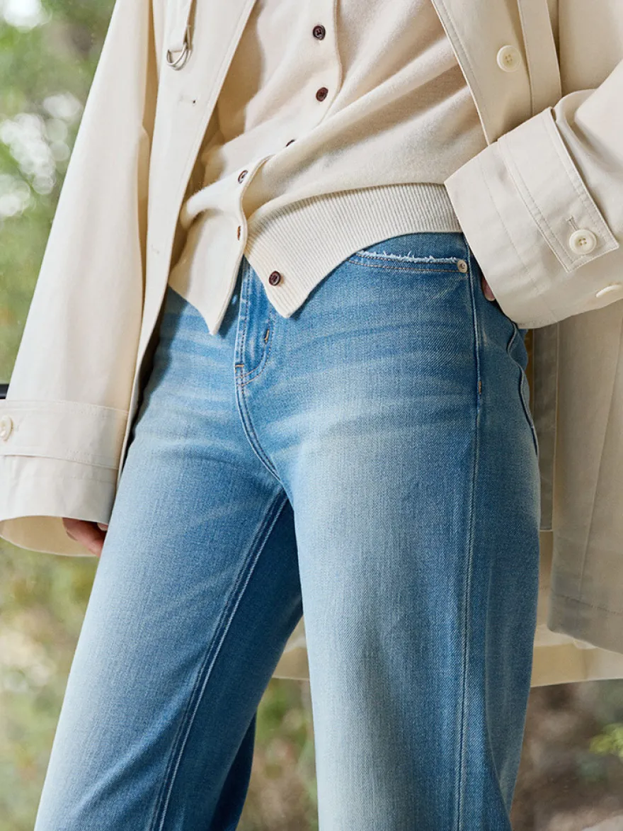 Jeans pour femmes bas modernes jeans élégants taille haute en denim