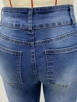 Jean évasé à double boutonnage pour femme - Pantalon en denim coupe slim - Style streetwear décontracté printemps 2026