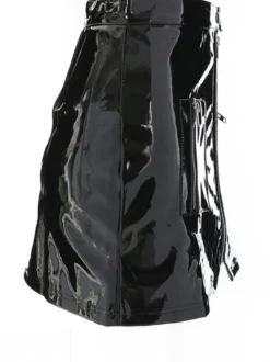 Jupe Courte Moulante Femme en Cuir Synthétique Vernis Sexy Coupe Cintrée à Zip avec Poches Unicolore