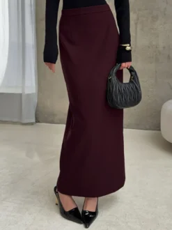 Jupe longue fendue au dos pour femme - Élégante jupe droite taille haute - Tenue de bureau luxueuse et discrète 2026