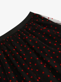 Jupe longue élégante en tulle à motif cœur pour femme - Jupe longue trapèze taille haute en maille vaporeuse - Tenue de soirée printemps-été 2026