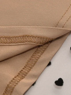 Jupe longue élégante en tulle à motif cœur pour femme - Jupe longue trapèze taille haute en maille vaporeuse - Tenue de soirée printemps-été 2026