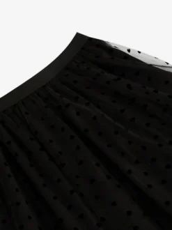 Jupe longue élégante en tulle à motif cœur pour femme - Jupe longue trapèze taille haute en maille vaporeuse - Tenue de soirée printemps-été 2026