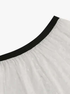 Jupe longue élégante en tulle à motif cœur pour femme - Jupe longue trapèze taille haute en maille vaporeuse - Tenue de soirée printemps-été 2026