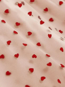 Jupe longue élégante en tulle à motif cœur pour femme - Jupe longue trapèze taille haute en maille vaporeuse - Tenue de soirée printemps-été 2026