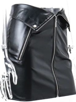 Jupe Pour Femme Noir Détails Métalliques Cuir PU Short Femme Bas