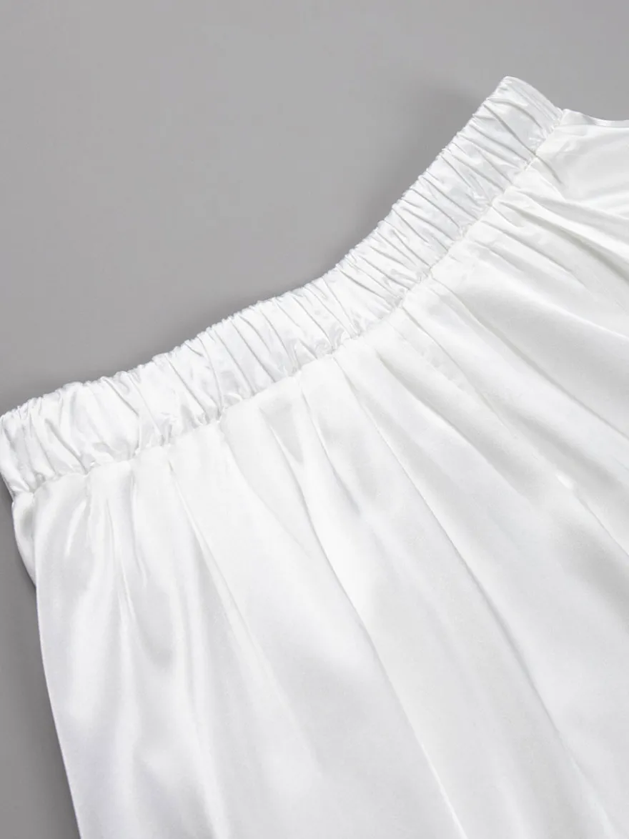 Jupe Pour Femme Noir Satin Tissu Longue Taille Haute Automne
