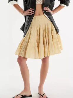 Jupes blanches plissées taille naturelle chic pour femmes