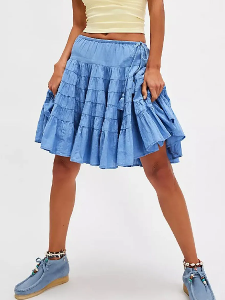 Jupes blanches plissées taille naturelle chic pour femmes