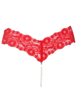 Lingerie Fendue Culotte en Dentelles Lingeries Sexy Femmes Creusantes avec Perles Unicolore Culotte en Dentelles Lingeries Sexy Femmes