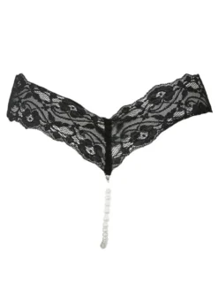 Lingerie Fendue Culotte en Dentelles Lingeries Sexy Femmes Creusantes avec Perles Unicolore Culotte en Dentelles Lingeries Sexy Femmes