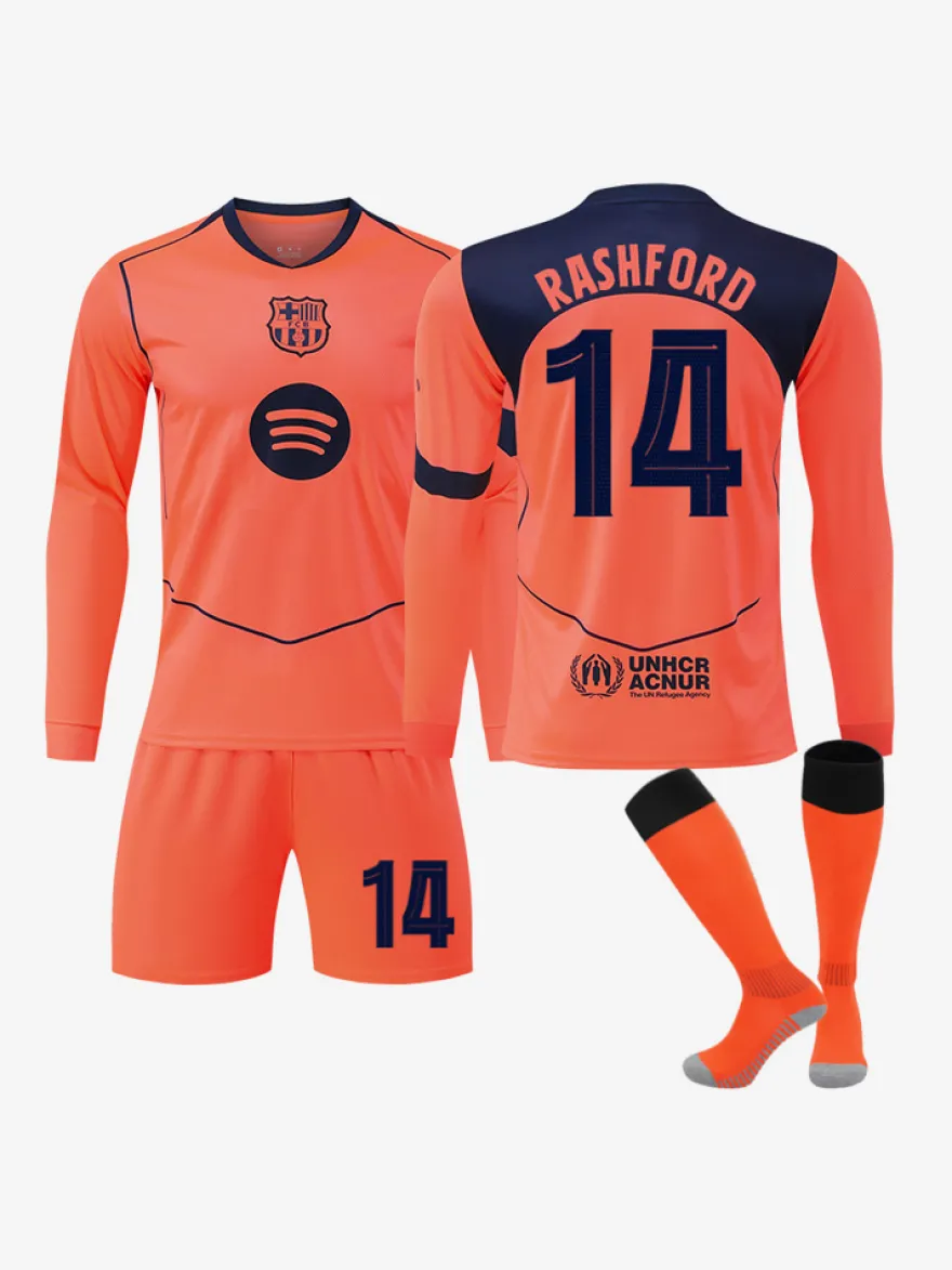 Maillot extérieur à manches longues 3 pièces 25/26 n°10 Lamine Yamal n°14 Rashford Football Club