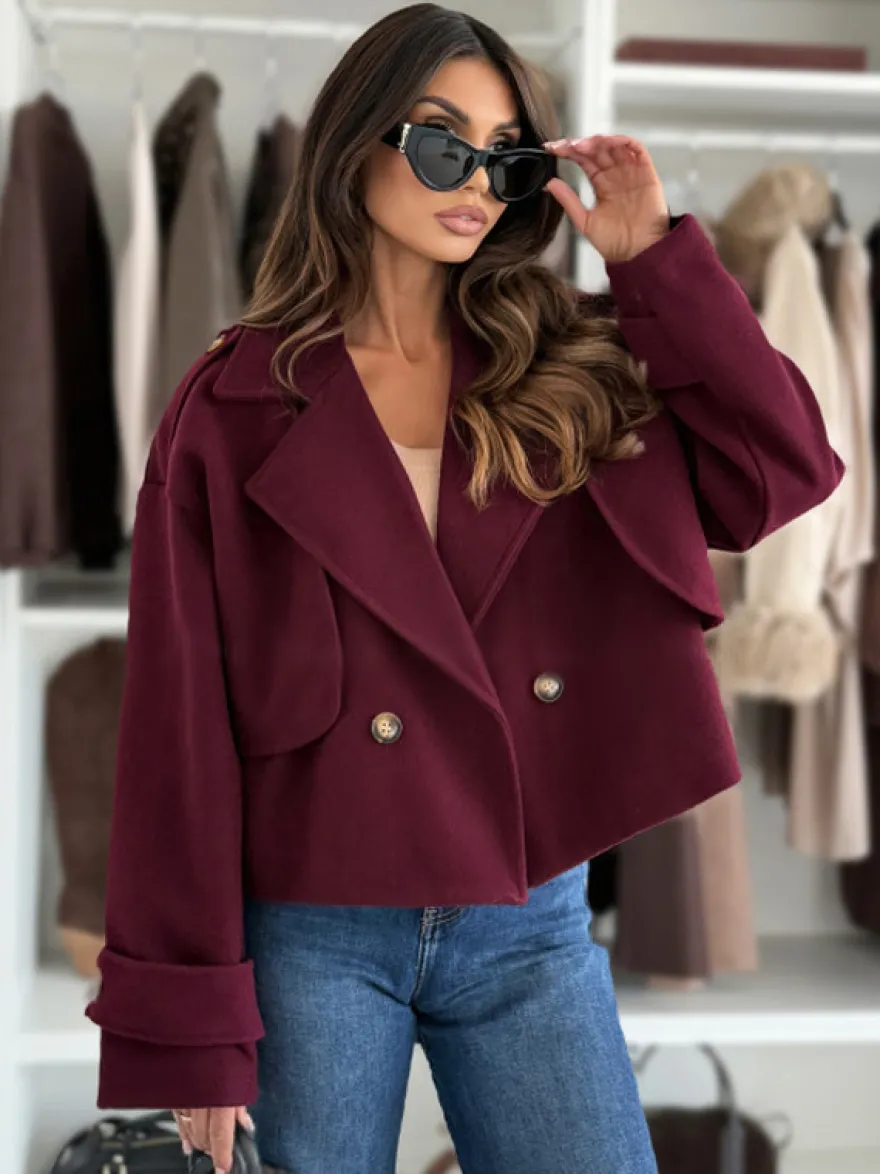 Manteau court oversize à épaules tombantes pour femme 2026