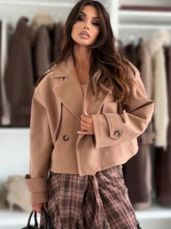 Manteau court oversize à épaules tombantes pour femme 2026