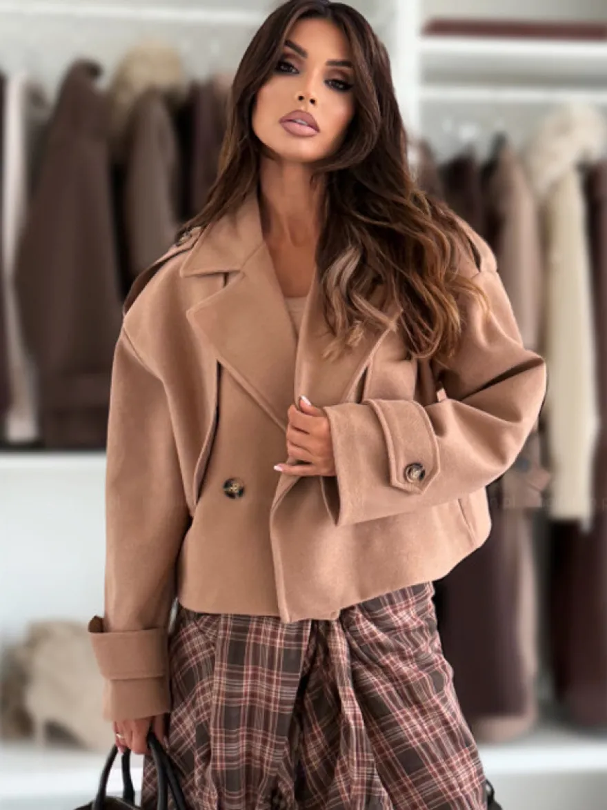 Manteau court oversize à épaules tombantes pour femme 2026