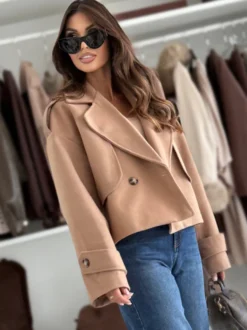 Manteau court oversize à épaules tombantes pour femme 2026