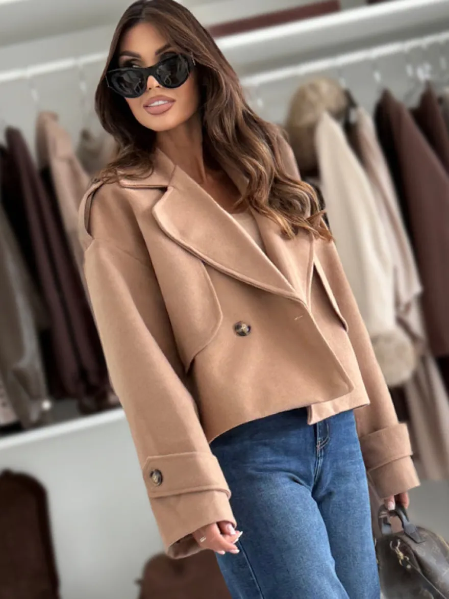 Manteau court oversize à épaules tombantes pour femme 2026