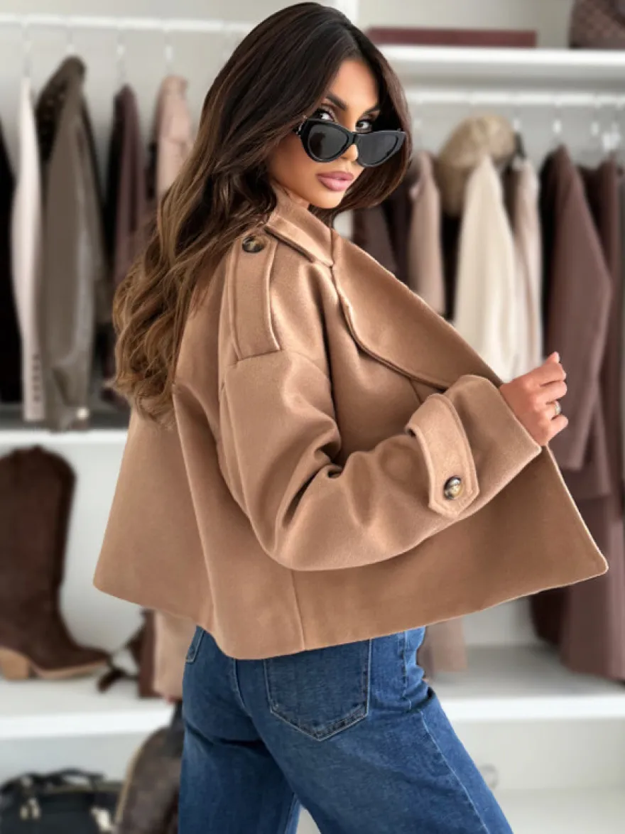 Manteau court oversize à épaules tombantes pour femme 2026
